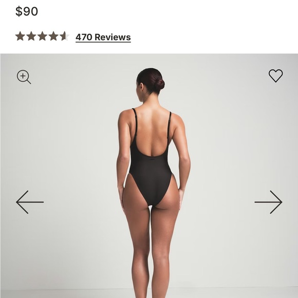 SKIMS Scoop Neck Black One-Piece Swimsuit, Size Small - Picture 2 of 6